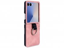 CaseMania Vintage Slim Wallet Case Roze - Samsung Galaxy Z Flip 7 hoesje