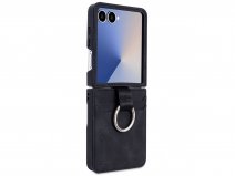 CaseMania Vintage Slim Wallet Case Zwart - Samsung Galaxy Z Flip 7 hoesje