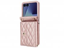 CaseBoutique Samsung Galaxy Z Flip 8 hoesje - Koord Case Quilted Roze