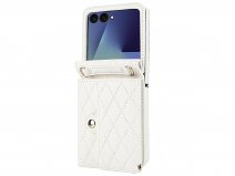 CaseBoutique Samsung Galaxy Z Flip 8 hoesje - Koord Case Quilted Wit
