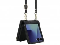 CaseBoutique Samsung Galaxy Z Flip 8 hoesje - Koord Case Quilted Zwart