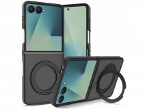 CaseMania Stand Ring MagSafe Case Zwart - Samsung Galaxy Z Flip 8 hoesje