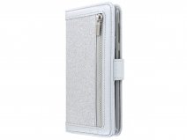 Glitsie Zip Case met Rits Zilver - Samsung Galaxy A40 hoesje