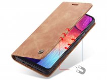 CaseMe Vintage BookCase Tan - Samsung Galaxy A50 hoesje