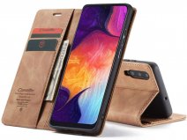 CaseMe Vintage BookCase Tan - Samsung Galaxy A50 hoesje