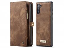 CaseMe 2in1 Wallet Ritsvak Case Bruin - Galaxy Note 10 Hoesje