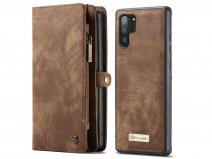 CaseMe 2in1 Wallet Ritsvak Case Bruin - Galaxy Note 10+ Hoesje