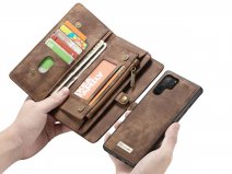 CaseMe 2in1 Wallet Ritsvak Case Bruin - Galaxy Note 10+ Hoesje