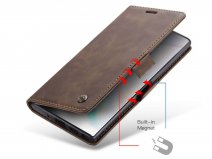 CaseMe Vintage BookCase Bruin - Samsung Galaxy Note 10+ hoesje