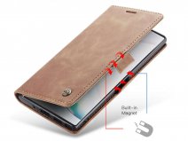 CaseMe Vintage BookCase Tan - Samsung Galaxy Note 10+ hoesje