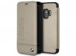 BMW Logo Bookcase Beige Leer - Samsung Galaxy S9 Hoesje