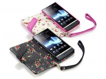 CaseBoutique Wallet Case met Bloemmotief Voering voor Sony Xperia P