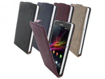 Mobiparts Vintage Echt Leren Flip Case voor Sony Xperia Z