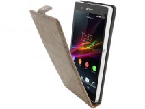 Mobiparts Vintage Echt Leren Flip Case voor Sony Xperia Z