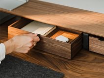 Oakywood Large Modular Single Drawer Walnut/Black - La voor Dual Desk Shelf