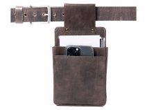 Horeca Slim Holster voor Beurs en Terminal - Bruin Leer