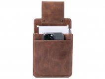 Horeca Slim Holster voor Beurs en Terminal - Cognac Leer