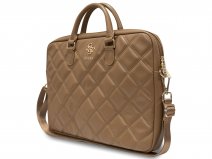 Guess Big 4G Quilted Laptop Bag Bruin - Laptoptas tot 16 inch