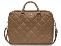 Guess Big 4G Quilted Laptop Bag Bruin - Laptoptas tot 16 inch