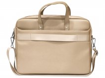 Guess Saffiano Triangle Laptop Bag Beige - Laptoptas tot 16 inch