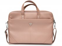 Guess Saffiano Triangle Laptop Bag Roze - Laptoptas tot 16 inch