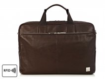 Knomo Amesbury Double Zip Brief - Leren Laptoptas tot 15 inch (Bruin)
