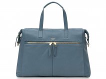 Knomo Audley Tote Blauw Leer - 14 inch Dames Laptoptas
