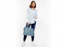 Knomo Audley Tote Blauw Leer - 14 inch Dames Laptoptas