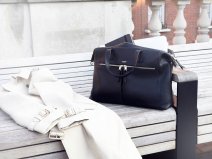Knomo Audley Tote Navy Leer - 14 inch Dames Laptoptas