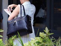 Knomo Curzon Laptoptas Leather Shoulder Tote (Zwart)