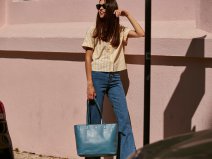 Knomo Maddox Zip Tote Blauw Leer - 15 inch Laptoptas