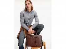 Tommy Hilfiger Business Slim Leren Laptoptas (Bruin)