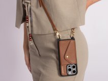 Pebbel Crossbody Case met Leren Koord - Samsung Galaxy S23 Hoesje Leer Cognac