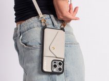 Pebbel Crossbody Case met Leren Koord - Samsung Galaxy S23 Hoesje Leer Greige