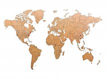 MiMi Innovations Houten Wereldkaart Puzzel Bruin HDF - Medium - Inclusief 96 pins