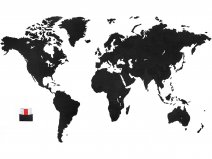 MiMi Innovations Houten Wereldkaart Puzzel met Namen - Zwart - Medium - Inclusief 96 pins