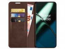 Just in Case Slim Wallet Case Bruin - OnePlus 11 hoesje