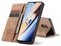 CaseMe Vintage BookCase Tan - OnePlus 7 hoesje