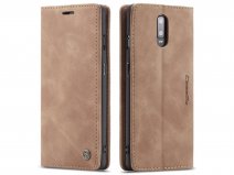 CaseMe Vintage BookCase Tan - OnePlus 7 hoesje