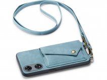 CaseMania Crossbody Wallet Case Aqua - Oppo A58 hoesje met koord