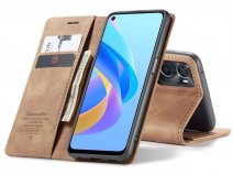CaseMe Vintage BookCase Tan Bruin - Oppo A76 / A96 hoesje