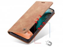 CaseMe Vintage BookCase Tan - Xiaomi Poco F2 Pro hoesje